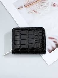 Stone Embossed Zipper Around Small Wallet